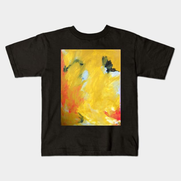 Abstract Yellow flower Kids T-Shirt by Owl Canvas